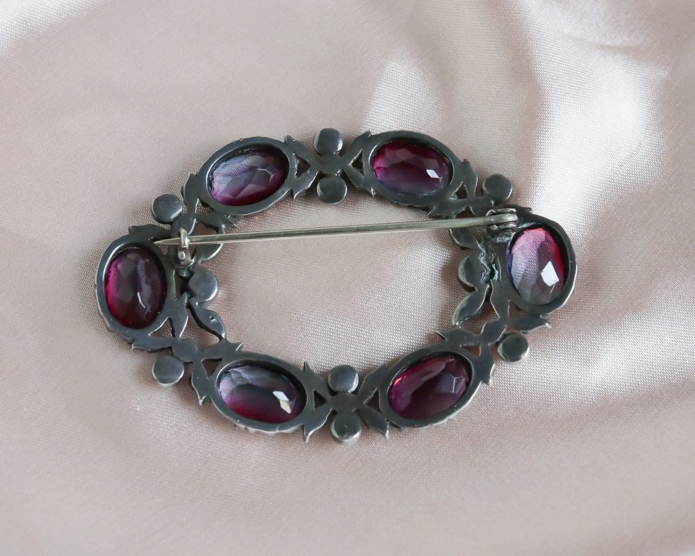 Antique amethyst brooch with paste and silver for sale in Leeds, Yorkshire