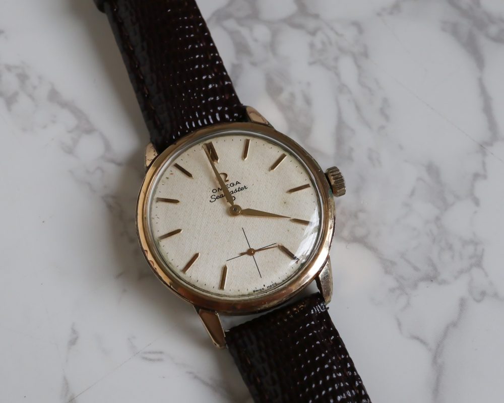 Vintage Omega Seamaster wristwatch gold plated bezel circa 1960s for sale in Leeds, Yorkshire