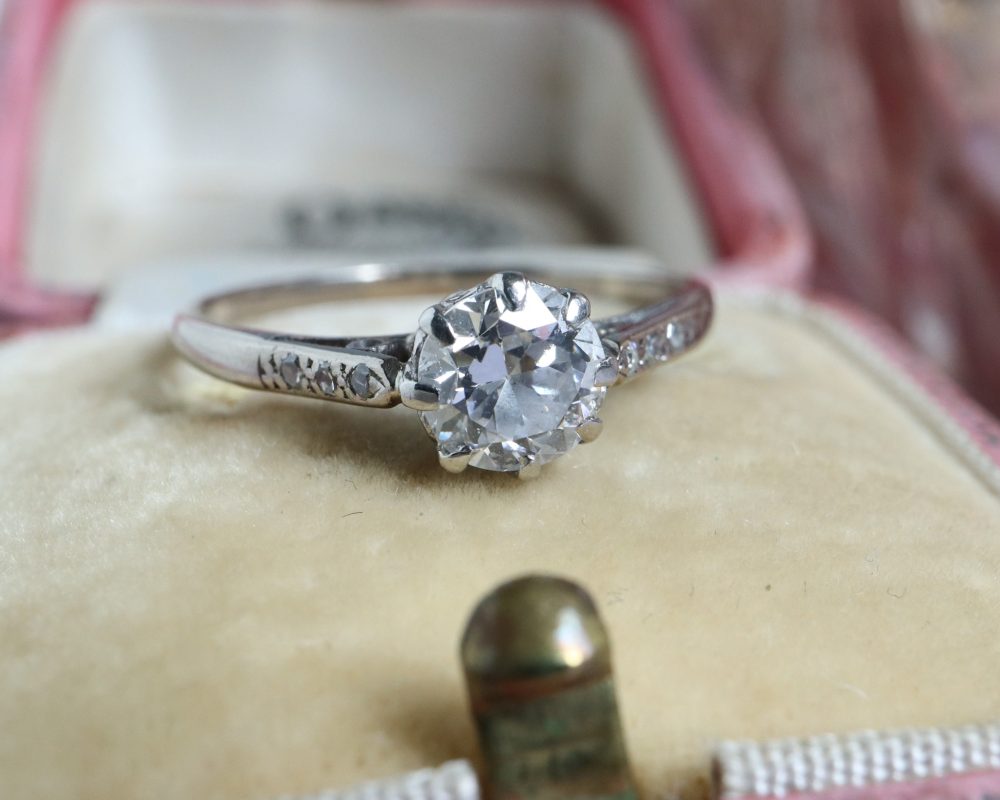 IMG_1074 Antique Art Deco diamond solitaire ring in platinum for sale in Leeds, Yorkshire