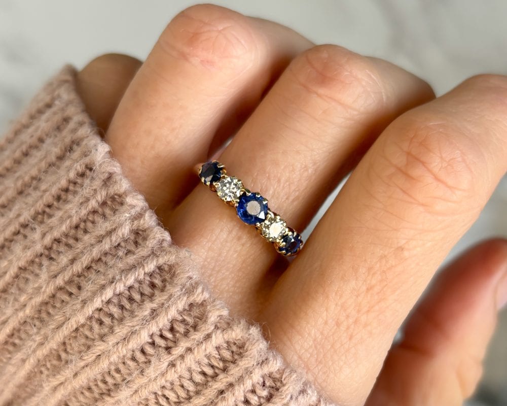 Antique Edwardian sapphire and diamond ring for sale in Leeds, Yorkshire
