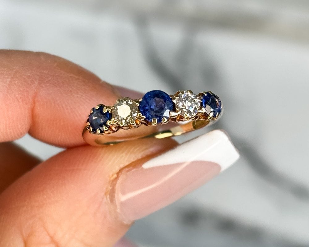 Antique Edwardian sapphire and diamond ring for sale in Leeds, Yorkshire