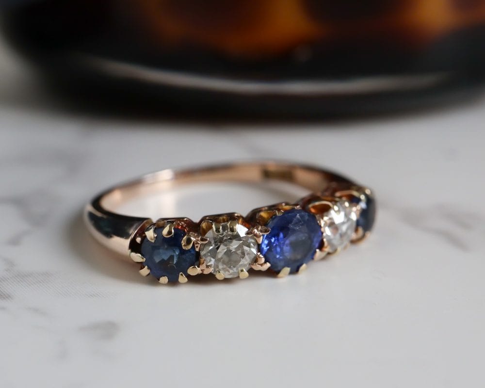 Antique Edwardian sapphire and diamond ring for sale in Leeds, Yorkshire