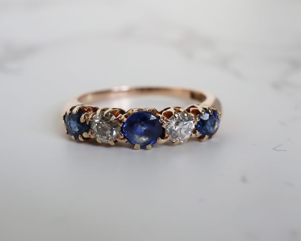 Antique Edwardian sapphire and diamond ring for sale in Leeds, Yorkshire