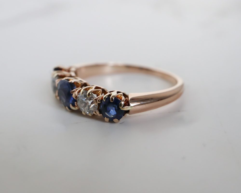 Antique Edwardian sapphire and diamond ring for sale in Leeds, Yorkshire