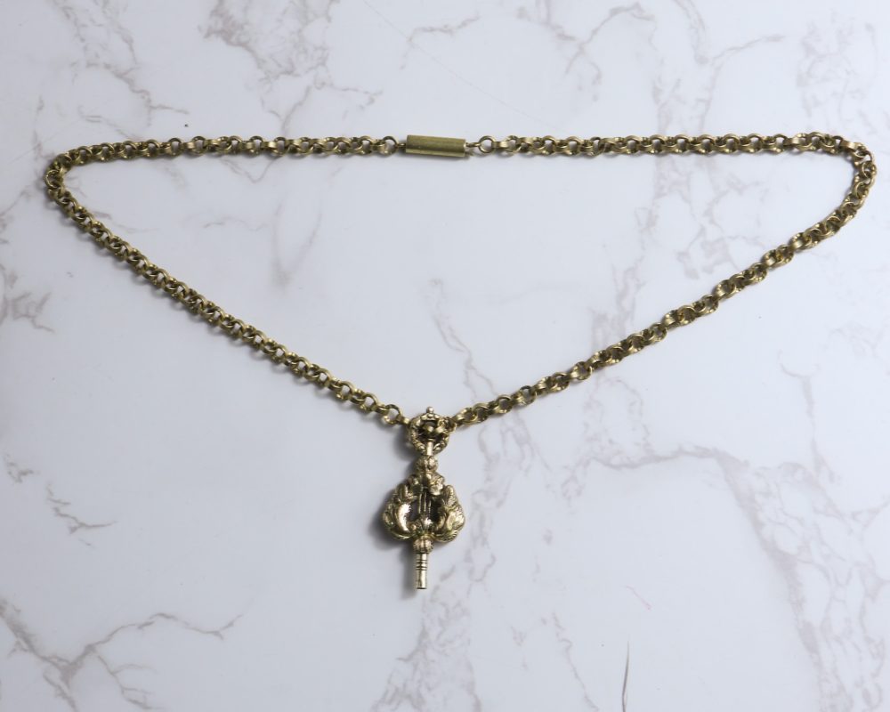 Antique Georgian lyre watch key and chain for sale in Leeds, Yorkshire
