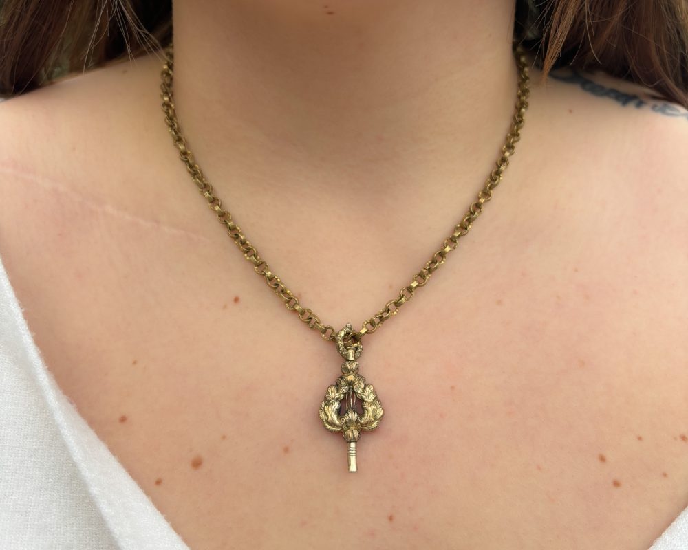 Antique Georgian lyre watch key and chain for sale in Leeds, Yorkshire