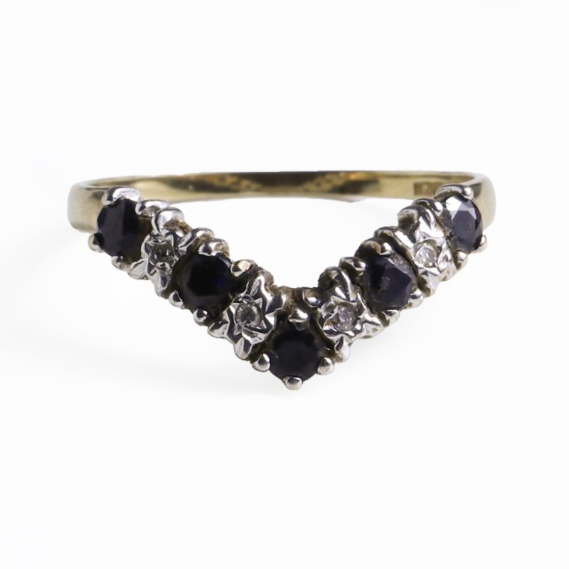 Vintage sapphire and diamond wishbone ring for sale in Leeds, Yorkshire