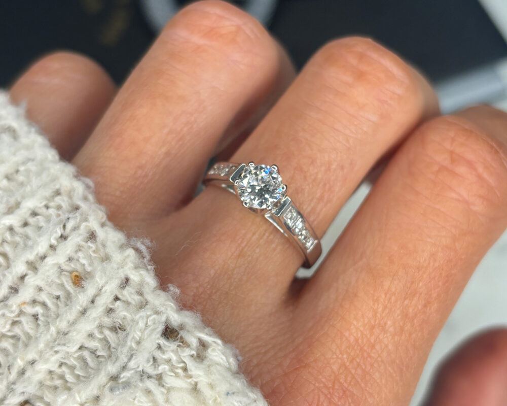 Vintage diamond ring with diamond shoulders for sale in Leeds