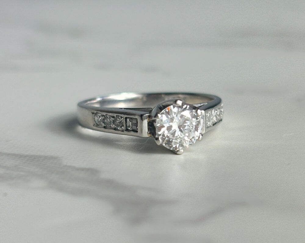 Vintage diamond ring with diamond shoulders for sale in Leeds