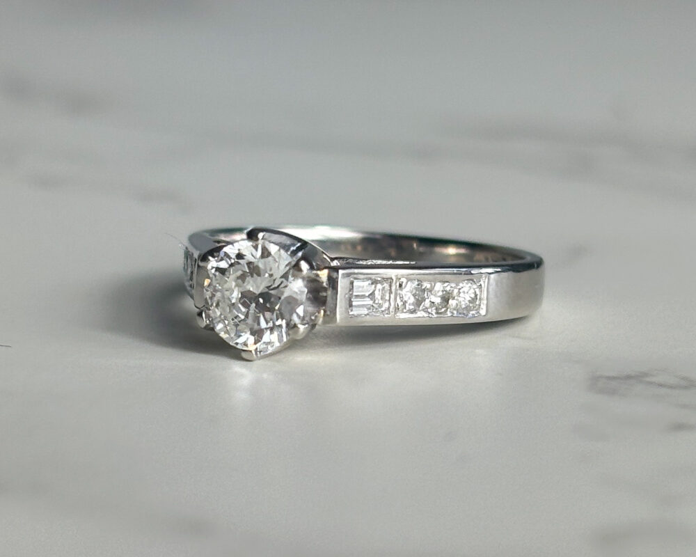 Vintage diamond ring with diamond shoulders for sale in Leeds