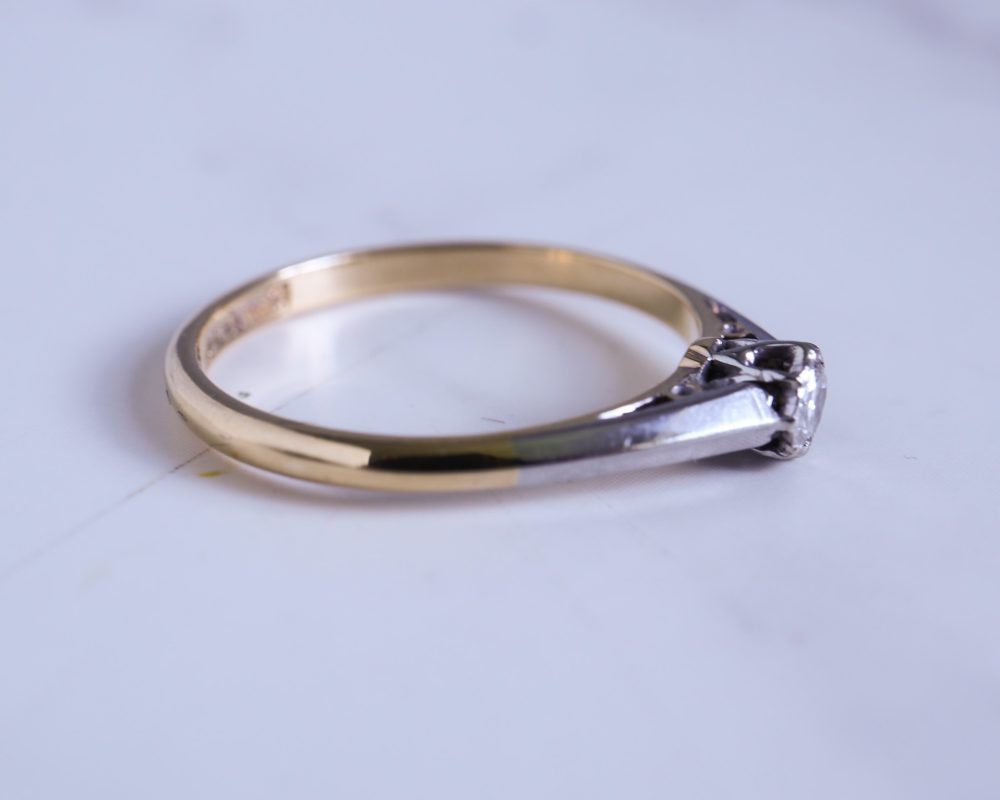 Antique diamond stacking ring in 18ct yellow gold and platinum for sale in Leeds, Yorkshire