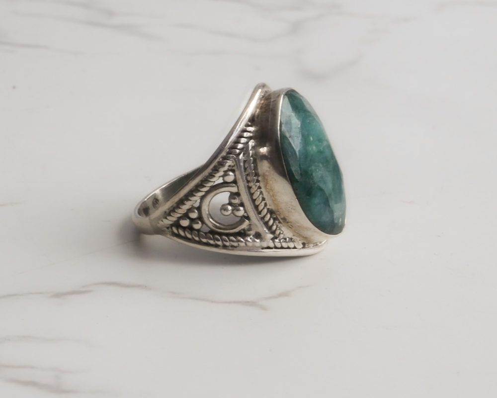 Silver and emerald ring vintage inspired for sale in Leeds, Yorkshire