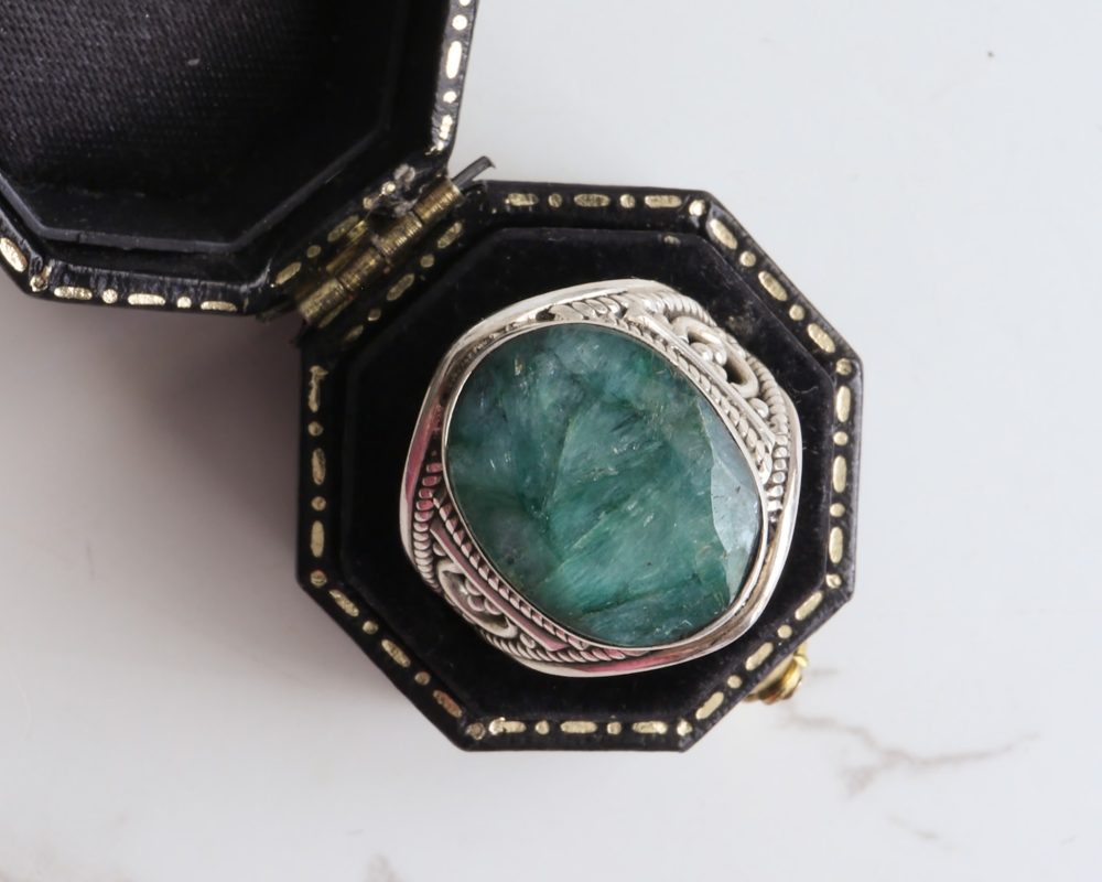Silver and emerald ring vintage inspired for sale in Leeds, Yorkshire