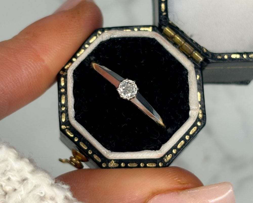 Antique diamond stacking ring in 18ct yellow gold and platinum for sale in Leeds, Yorkshire