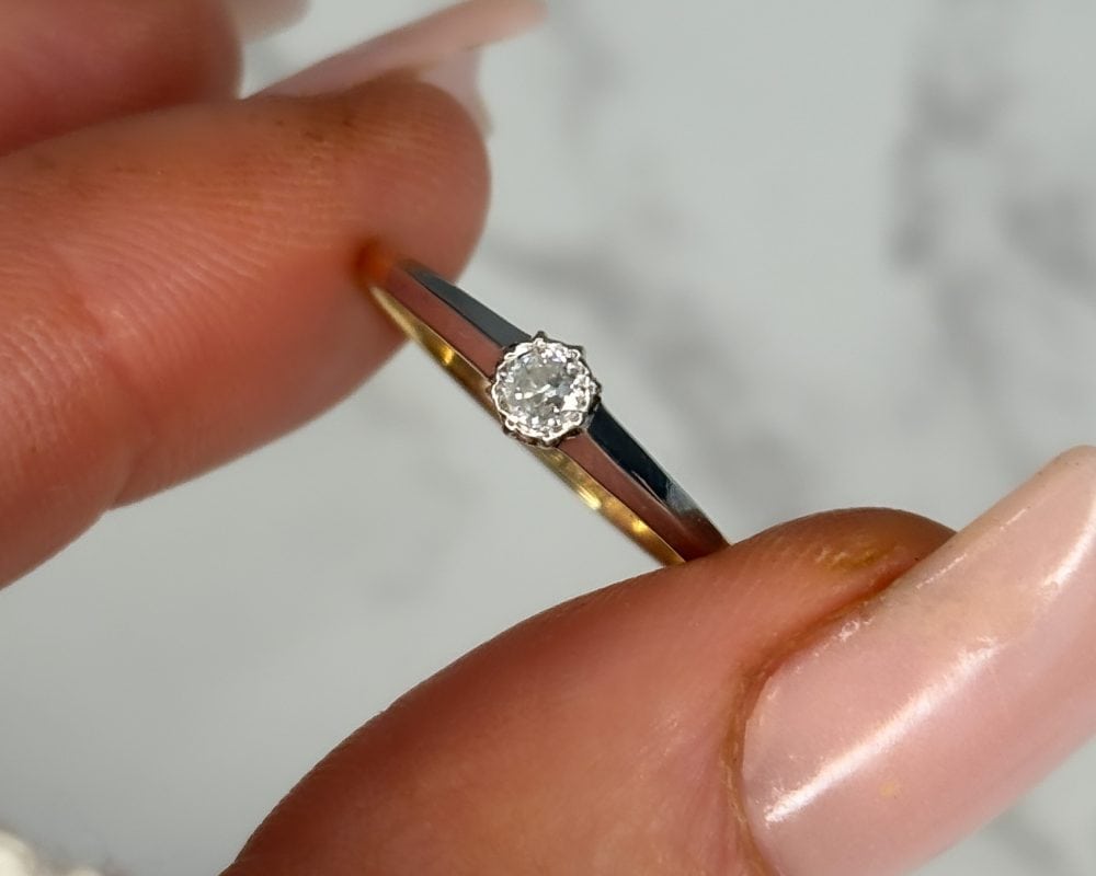 Antique diamond stacking ring in 18ct yellow gold and platinum for sale in Leeds, Yorkshire