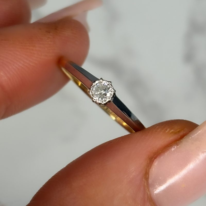 Antique diamond stacking ring in 18ct yellow gold and platinum for sale in Leeds, Yorkshire