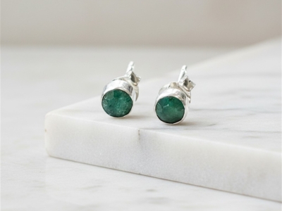 silver and emerald studs for sale