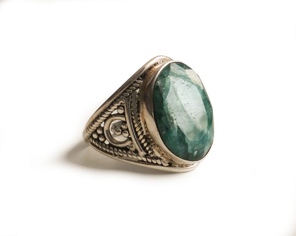 Silver and emerald ring vintage inspired for sale in Leeds, Yorkshire