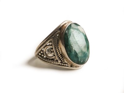 Silver and emerald ring vintage inspired for sale in Leeds, Yorkshire