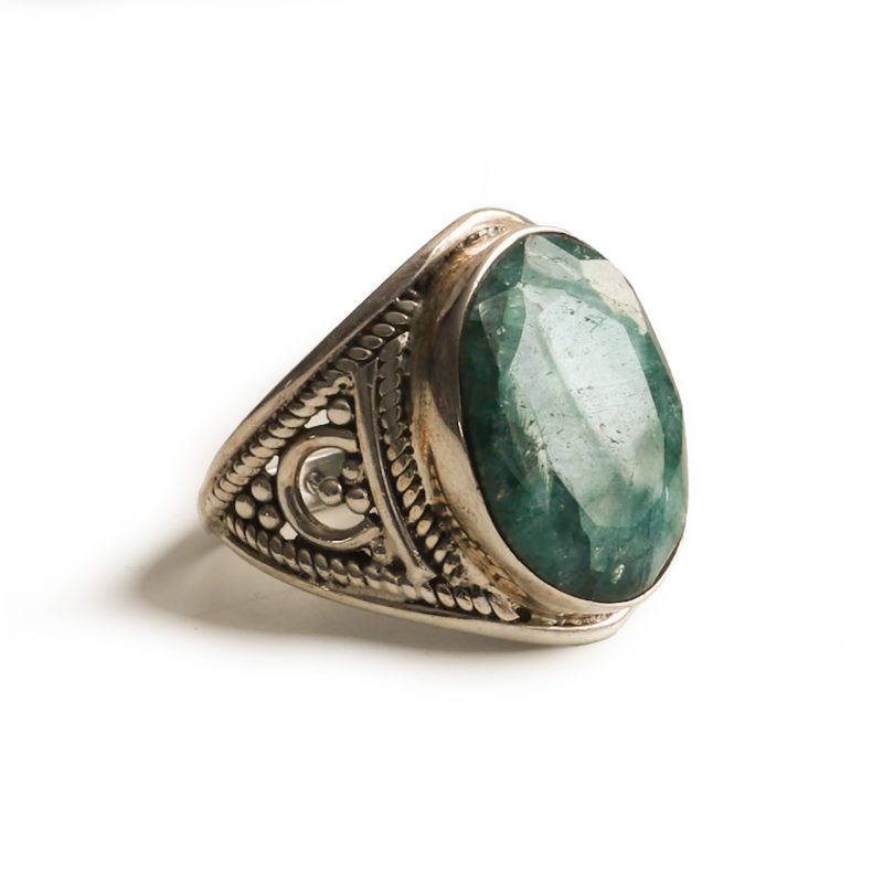 Silver and emerald ring vintage inspired for sale in Leeds, Yorkshire