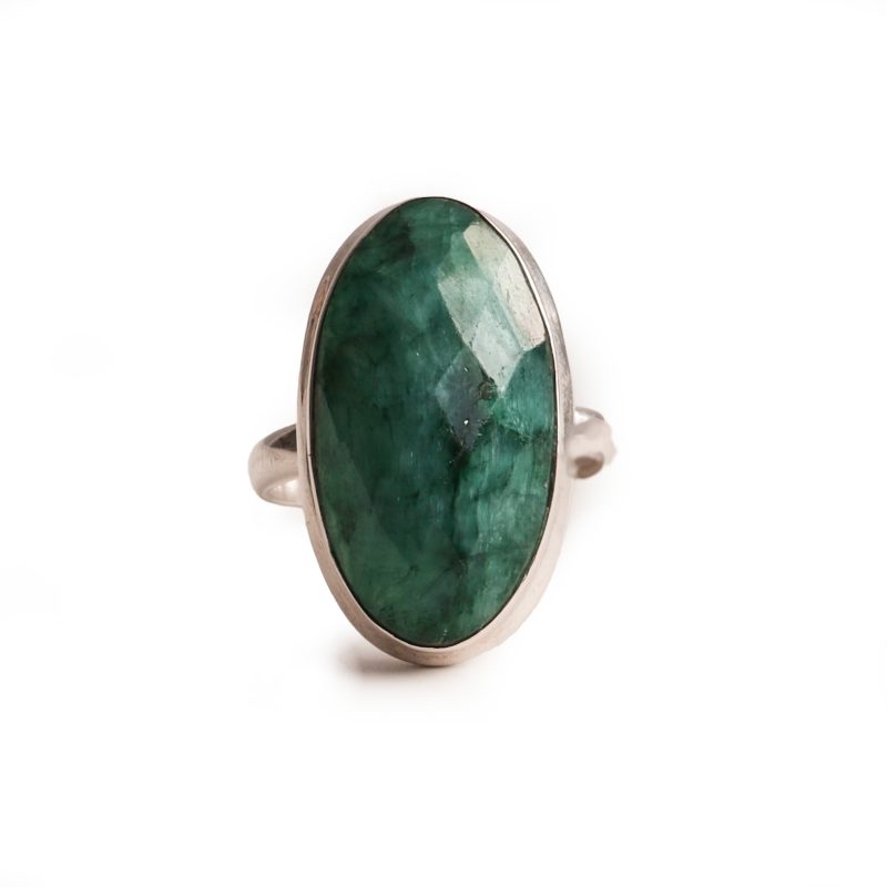 Large silver and emerald ring for sale in Leeds, Yorkshire
