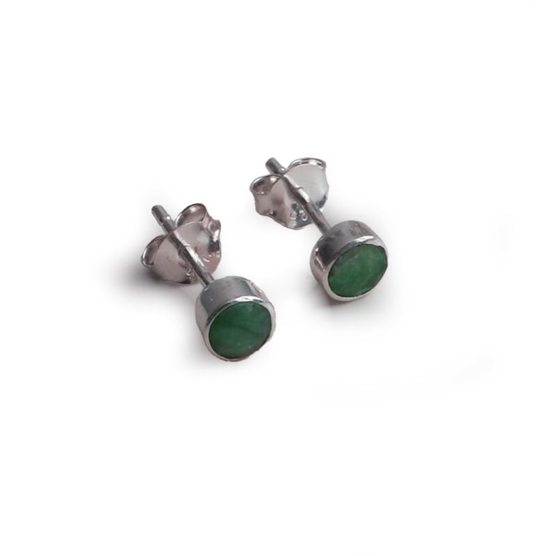 Silver and emerald small round stud earrings for sale in Leeds, Yorkshire