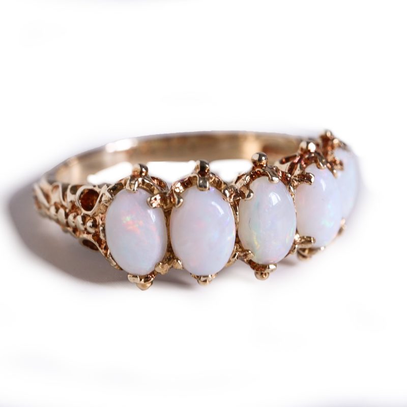 Vintage 9ct gold and opal five stone ring for sale in Leeds, Yorkshire