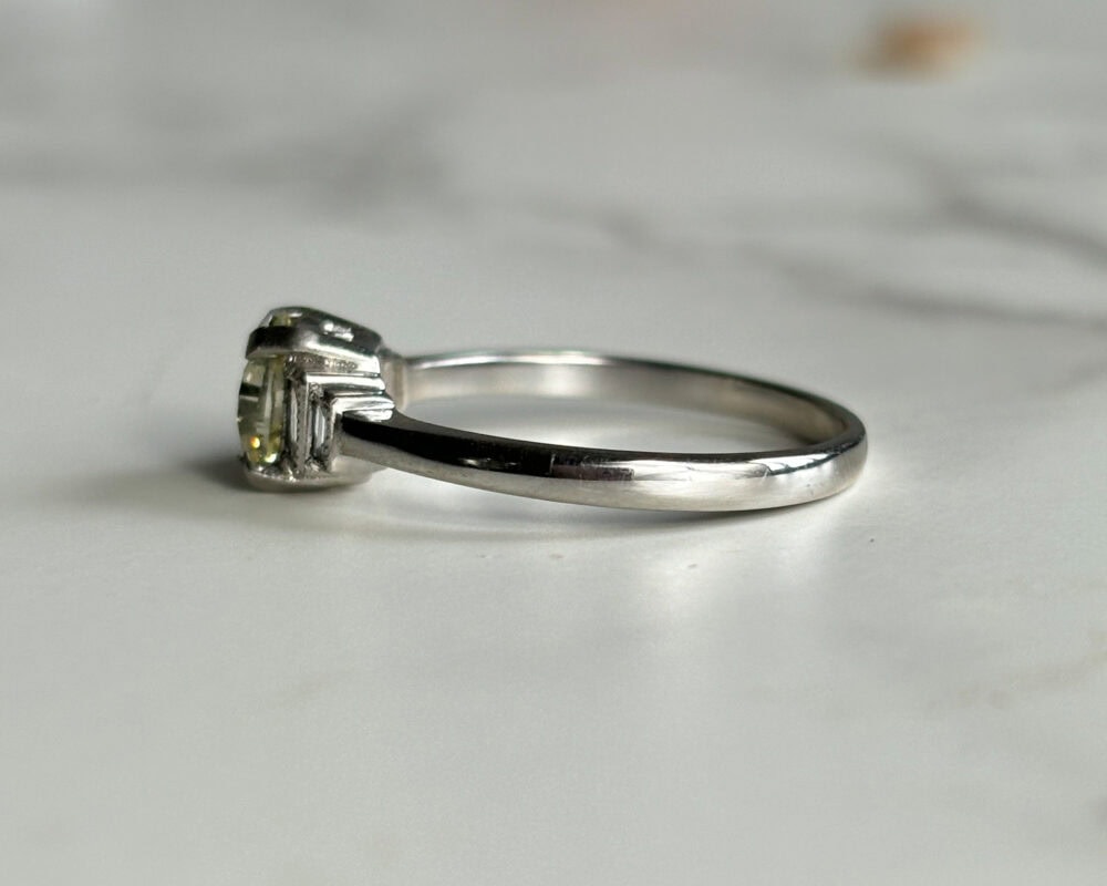 Vintage oval yellow diamond in platinum for sale in Leeds, Yorkshire