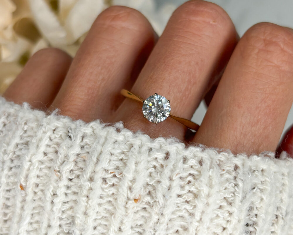 Antique 1920s diamond solitaire ring 0.9ct 18ct yellow gold for sale in Leeds, Yorkshire