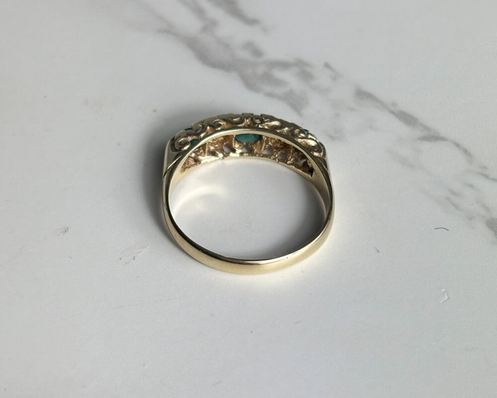 Vintage emerald and diamond gypsy style ring for sale in Leeds