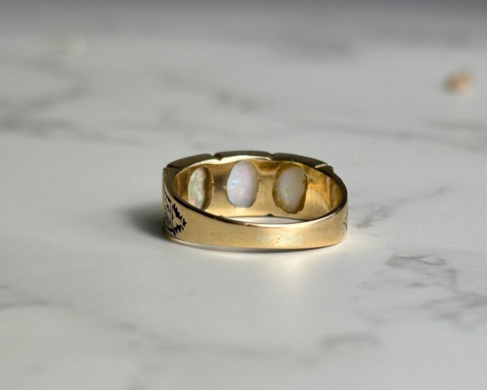 vintage opal and 9ct gold three stone band ring for sale in Leeds