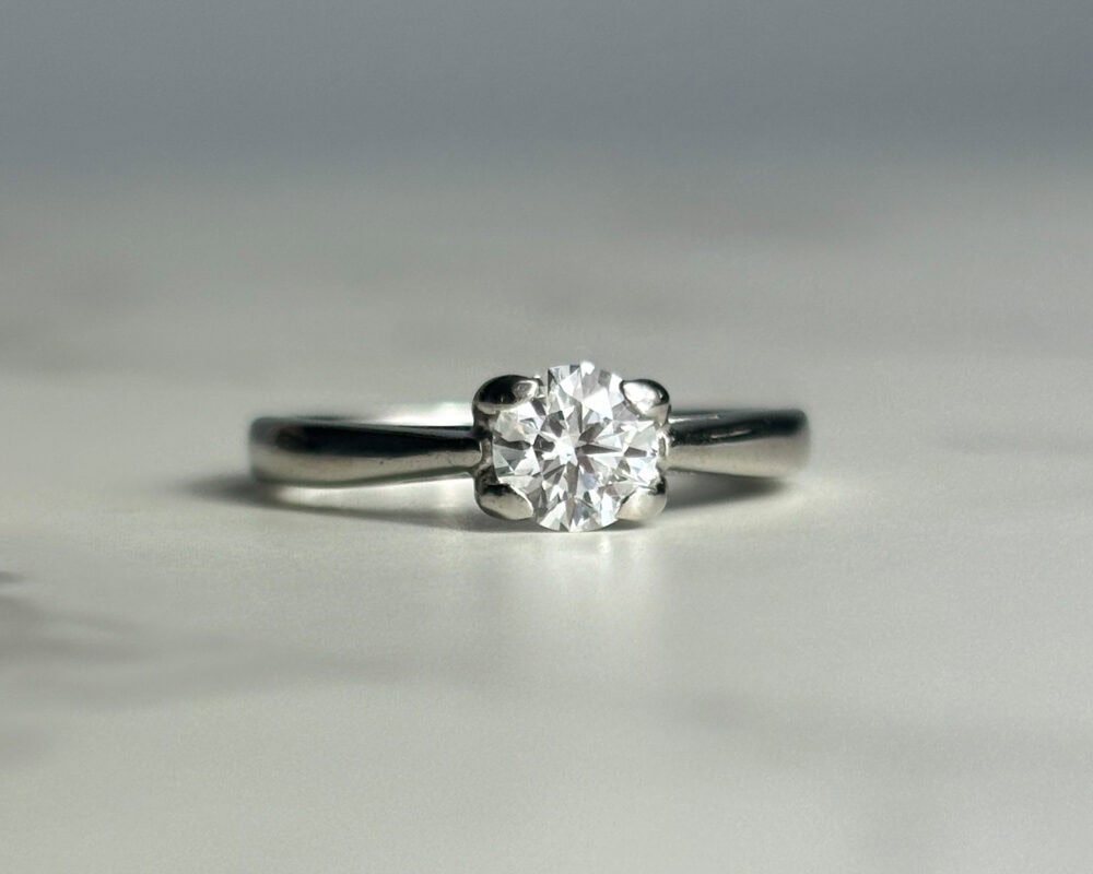 round brilliant cut diamond solitaire ring in platinum 0.45ct for sale in Leeds, Yorkshire
