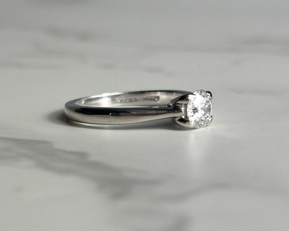 round brilliant cut diamond solitaire ring in platinum 0.45ct for sale in Leeds, Yorkshire
