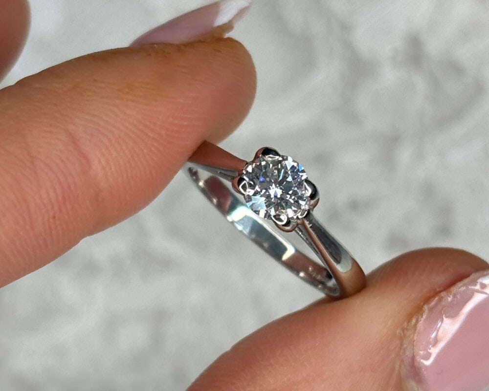 round brilliant cut diamond solitaire ring in platinum 0.45ct for sale in Leeds, Yorkshire