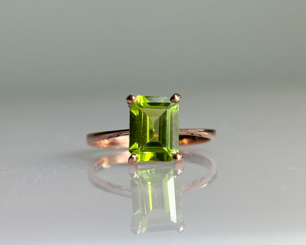 IMG_5171 modern 9ct rose gold and peridot ring for sale