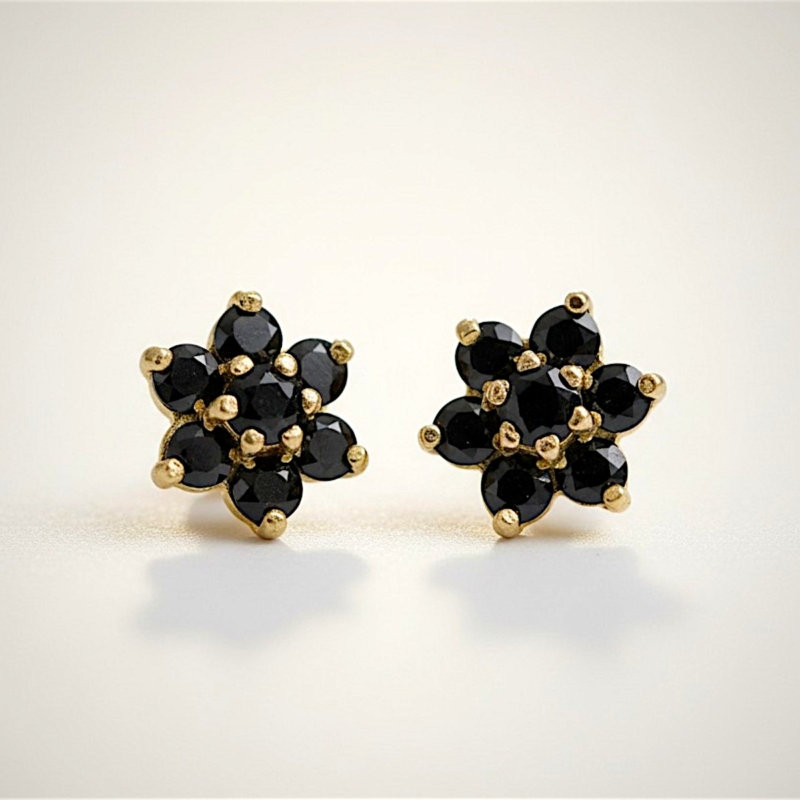 9ct gold sapphire floral cluster earrings for sale