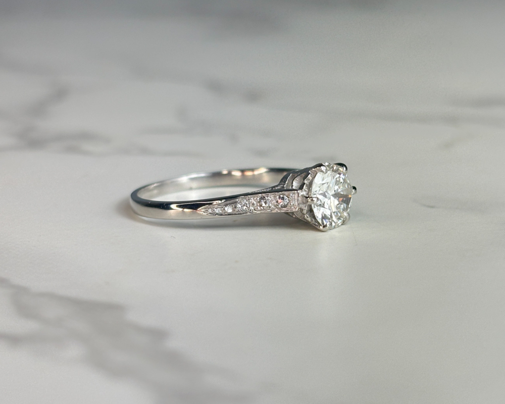 antique 1930s diamond solitaire ring 1ct in platinum for sale in Leeds, Yorkshire