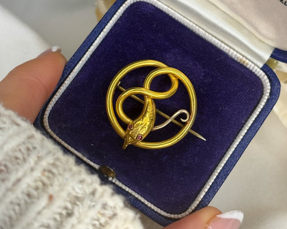 antique Victorian 18ct gold snake brooch for sale