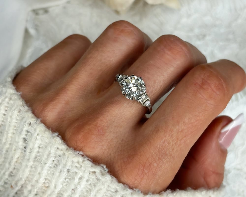 antique diamond solitaire ring 1.5ct in platinum for sale in Leeds