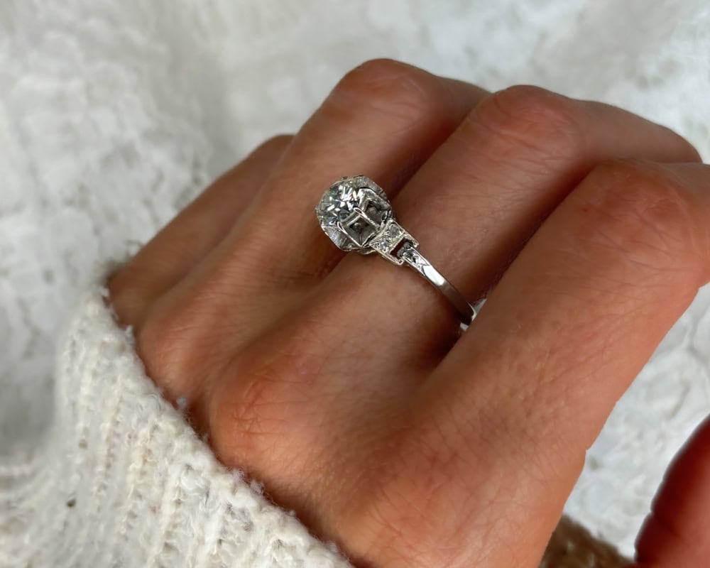 antique diamond solitaire ring 1.5ct in platinum for sale in Leeds