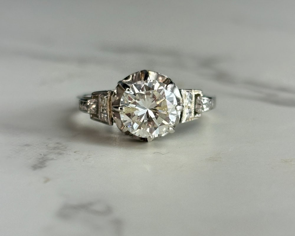 antique diamond solitaire ring 1.5ct in platinum for sale in Leeds