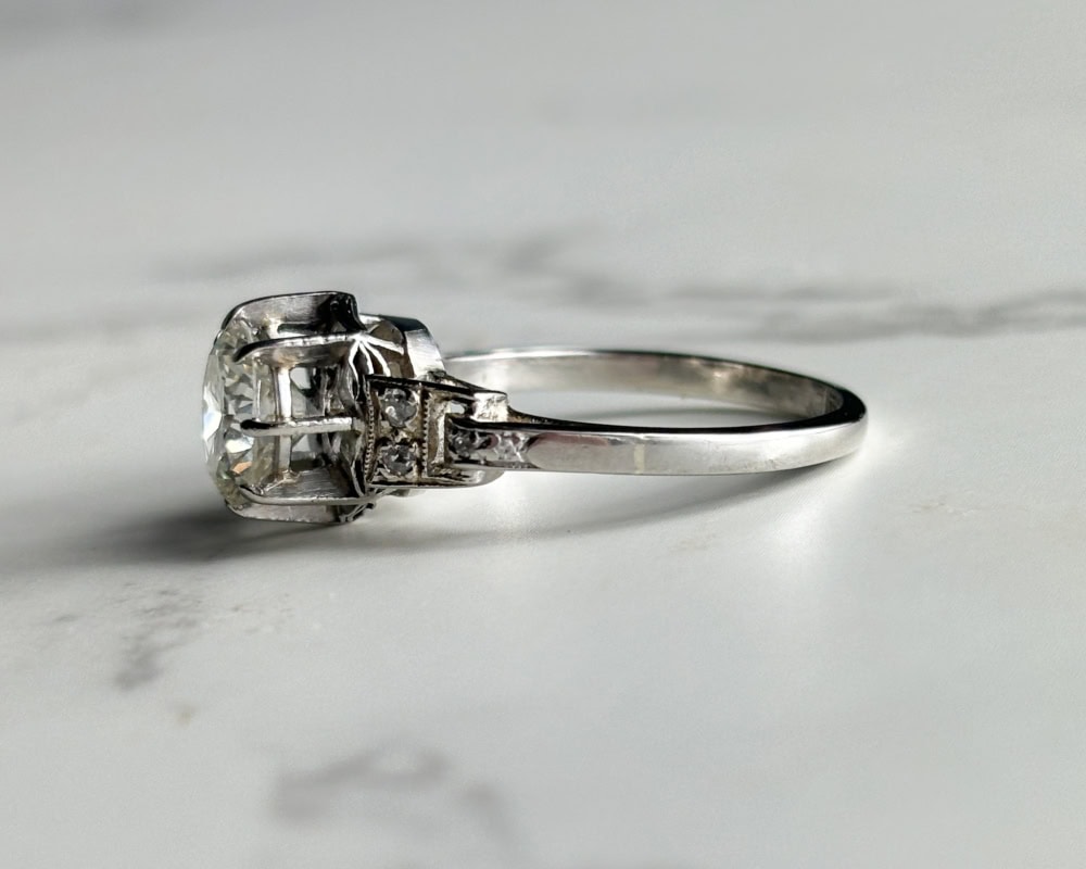 antique diamond solitaire ring 1.5ct in platinum for sale in Leeds