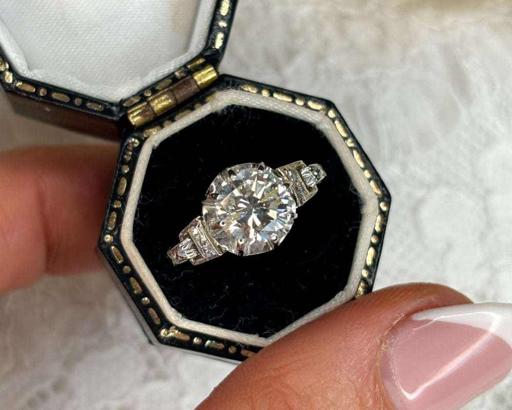 antique diamond solitaire ring 1.5ct in platinum for sale in Leeds