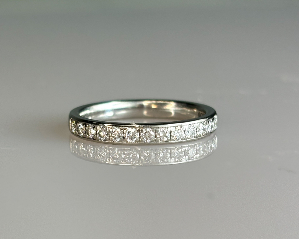 vintage diamond half eternity ring in platinum for sale