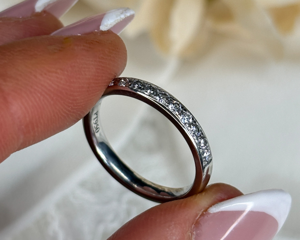 vintage diamond half eternity ring in platinum for sale