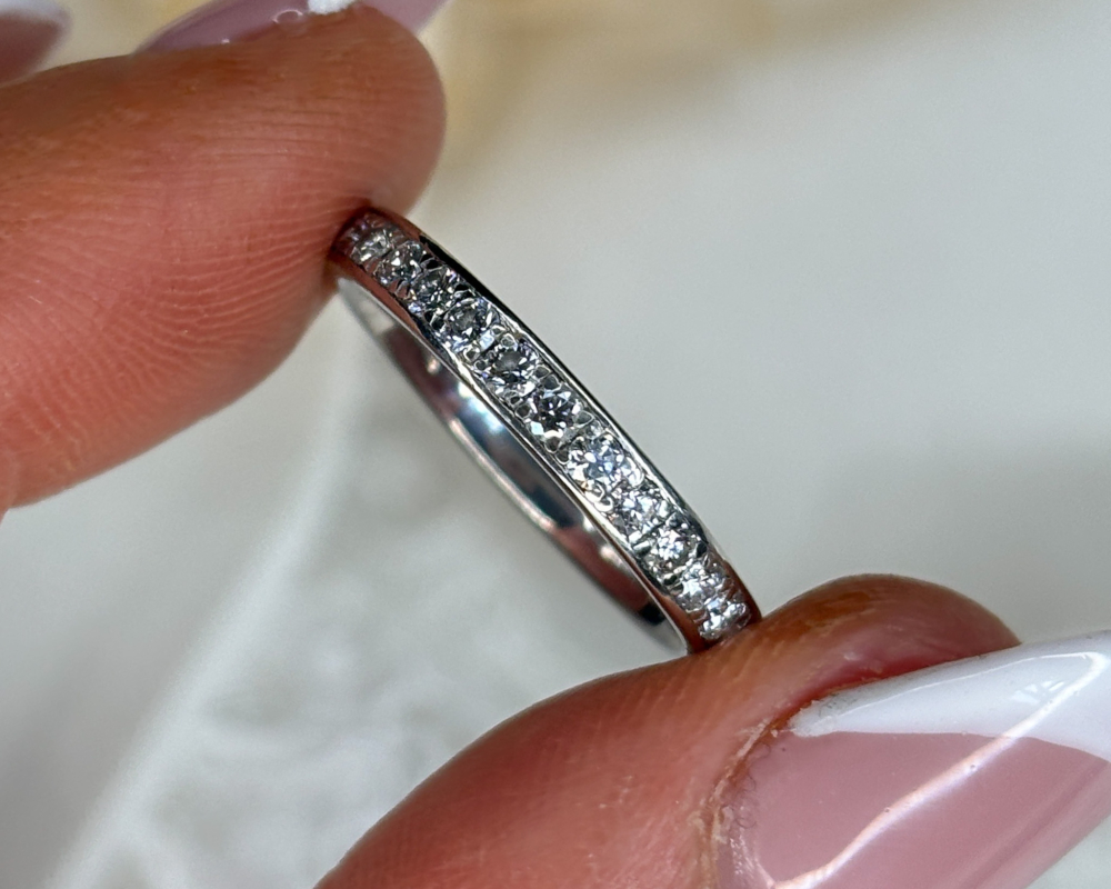 vintage diamond half eternity ring in platinum for sale