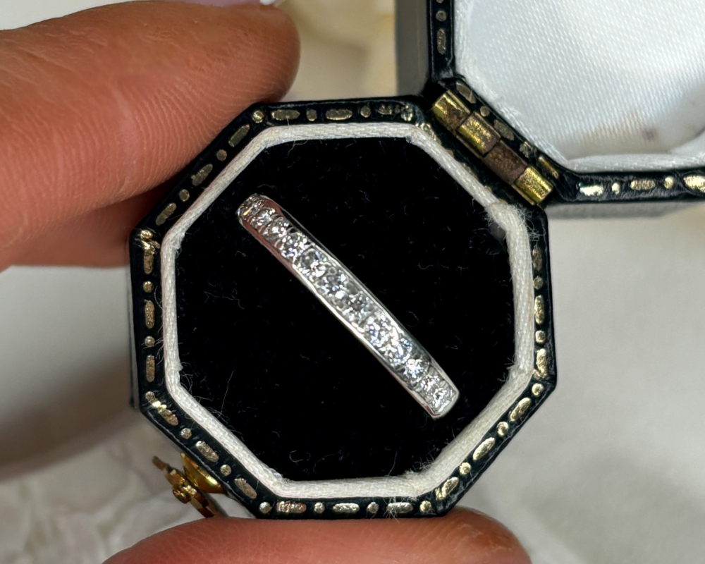 vintage diamond half eternity ring in platinum for sale