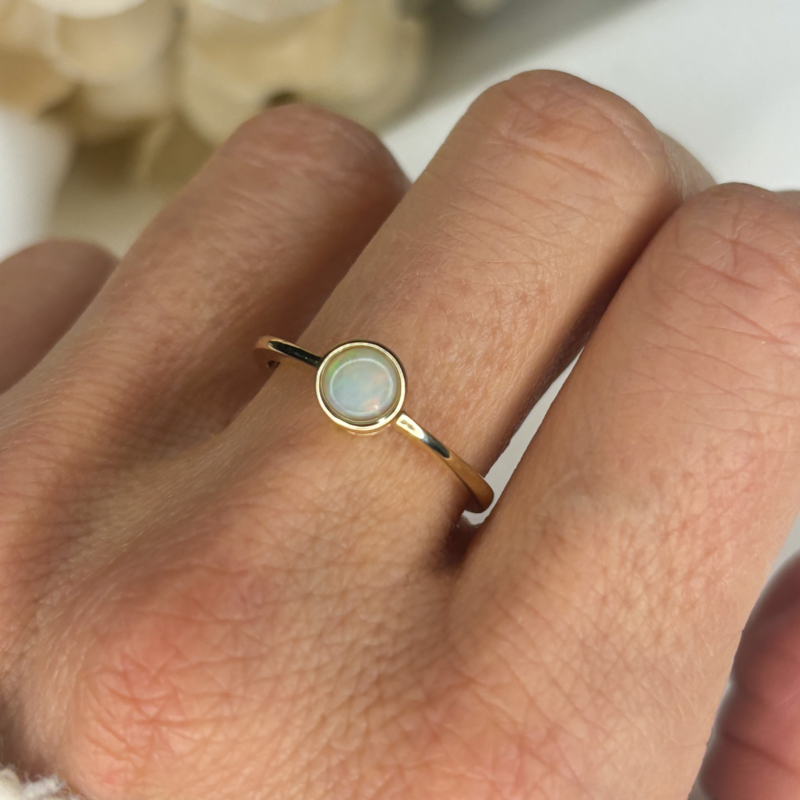 modern 9ct gold bezel set opal ring for sale