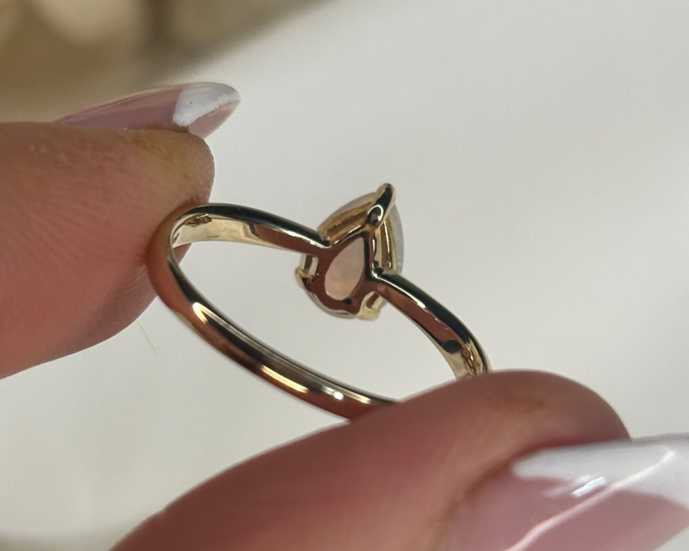 modern 9ct yellow gold pear cut opal ring for sale