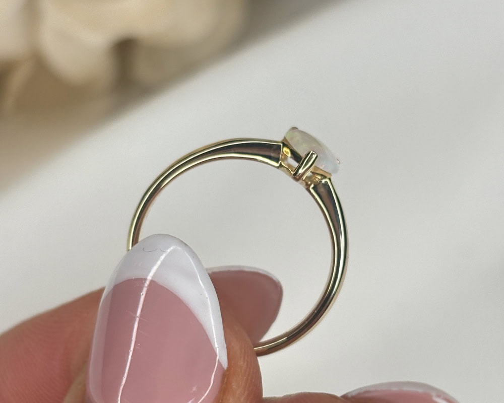 modern 9ct yellow gold pear cut opal ring for sale